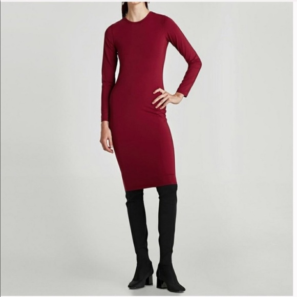 zara burgundy dress